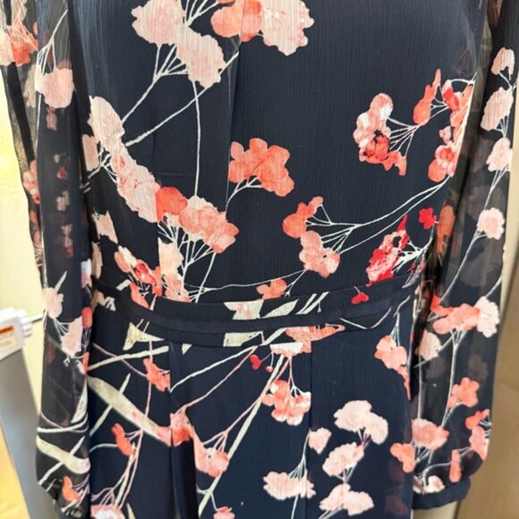 Tommy Hilfiger Long Sleeve Pink Navy Floral Business Dress Long Length Casual 8 - Picture 3 of 7